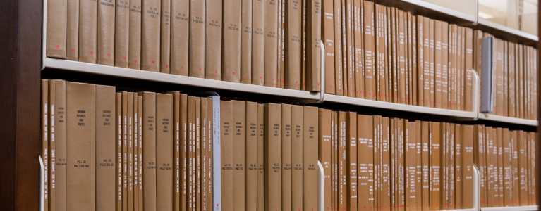 Shelf of Virginia court records volumes